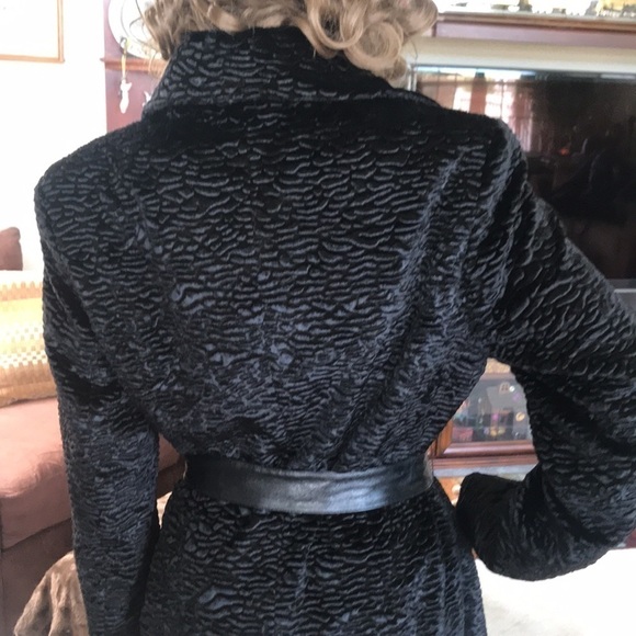 Style & Co. Black Belted Ribbed Velvet Coat Snap Closure - Picture 6 of 15